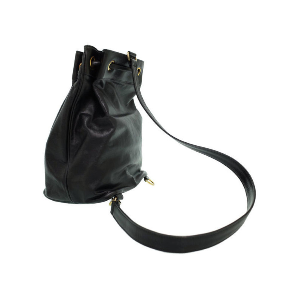 Chanel Coco Mark Drawstring One Shoulder Bag Black - image 2